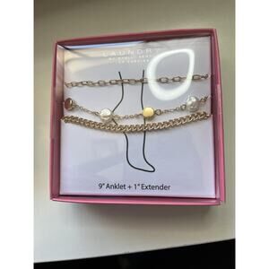 NIB LAUNDRY By Shelli Segal Anklet Set Gold Tone Faux Pearl